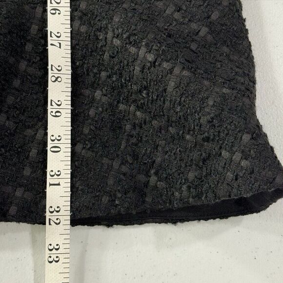 Ann Taylor Coat Black Boucle Peplum Coat Jacket Size M Windowpane Pockets - Picture 9 of 10